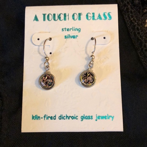 Touch of Glass Sterling‎ Silver Earrings with Glass - Picture 1 of 7